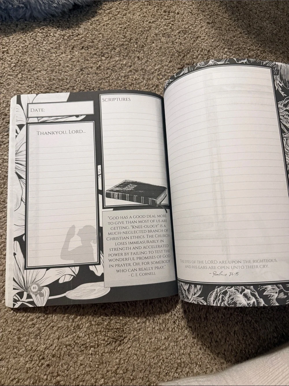 Prayer Journal For Women of God - Black with Floral Design